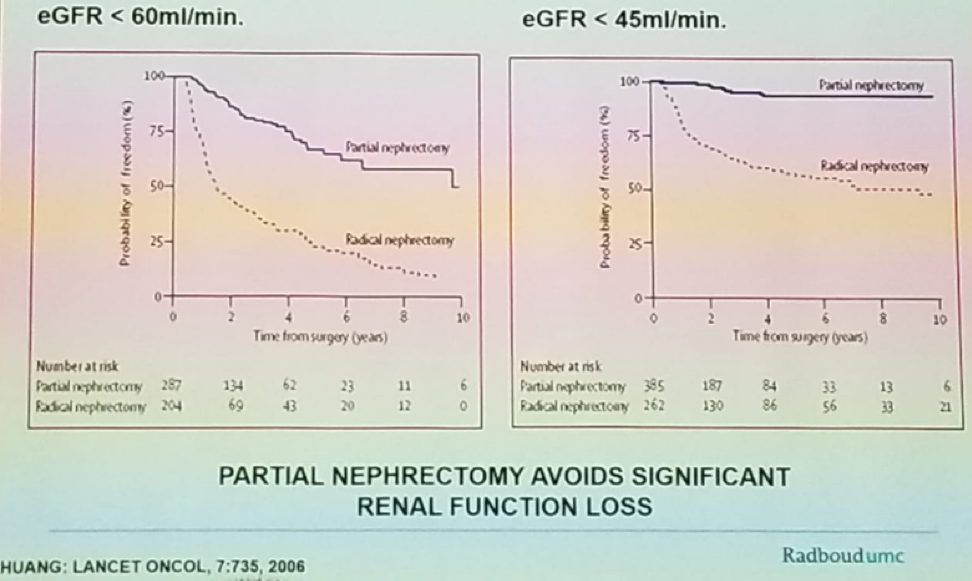 Comparison of renal function estimated glomerular filtration rate between partial and radical nephrectomy