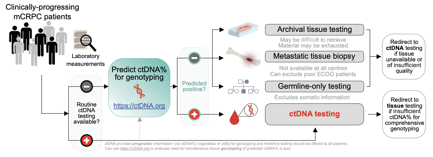 Proposed workflow for optimized clinical biomarker profiling for mCRPC incorporating ctDNA testing