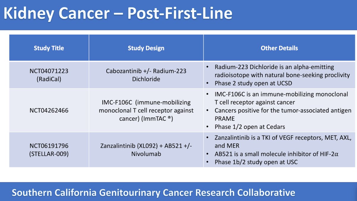 post first-line setting for RCC trial table 2