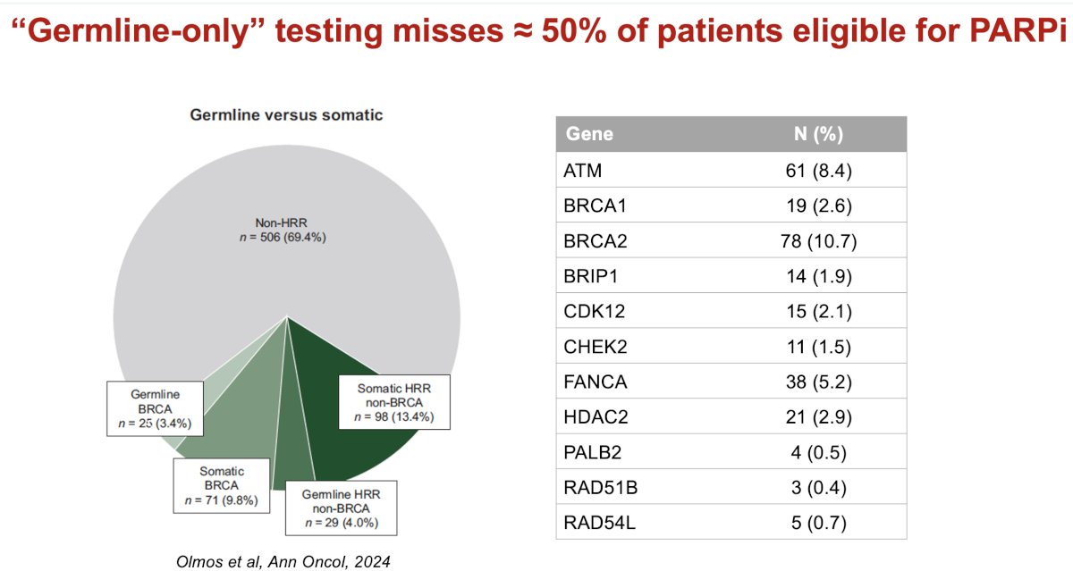 germline-only testing misses ~50% of patients potentially eligible for PARP inhibitor therapy