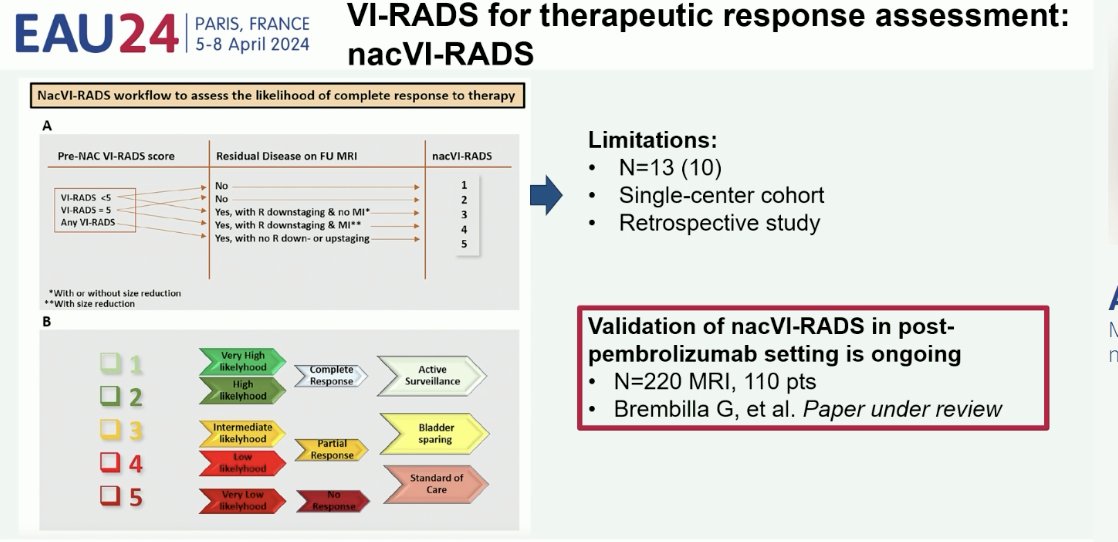 NacVI-RADS categorically defines complete radiologic response, based on prior VI-RADS score