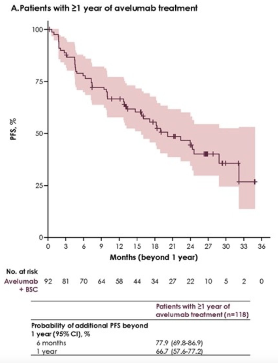 the probability of surviving for an additional 6 months or 1 year without progression was 77.9% and 66.7%, respectively