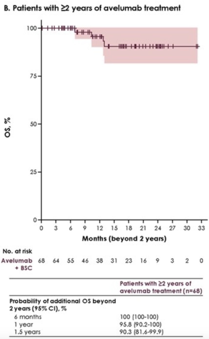 In patients who received ≥2 years of treatment, the probability of surviving for an additional 1 or 1.5 years was 95.8% and 90.3%, respectively