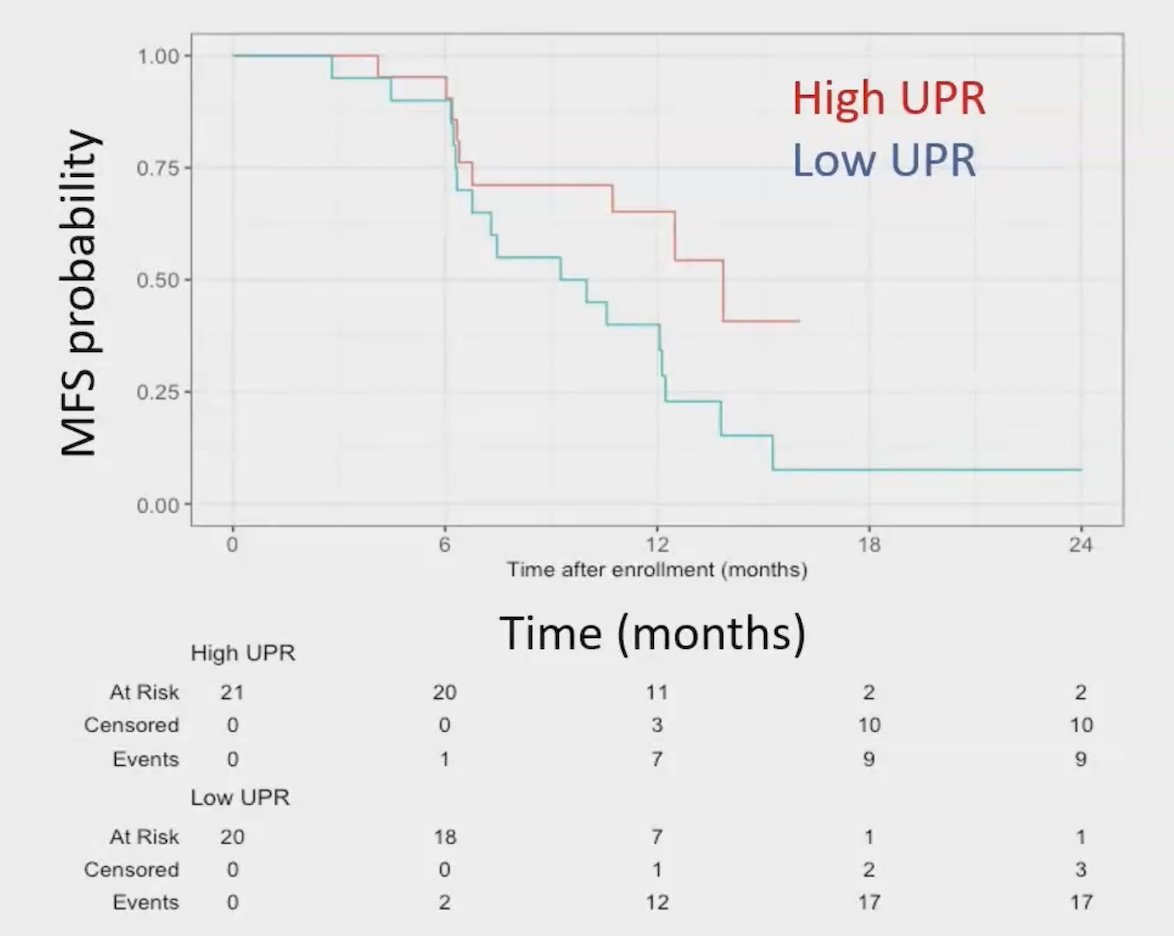 Greater unique productive T-cell receptor rearrangements were prognostic for progression-free survival independent of treatment arm (adjusted HR 0.45, 95% CI, 0.21-0.96; p = 0.04):