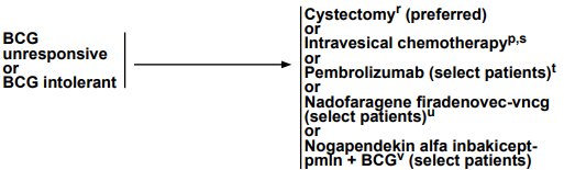 options highlighted by the NCCN for BCG unresponsive or BCG intolerant patients