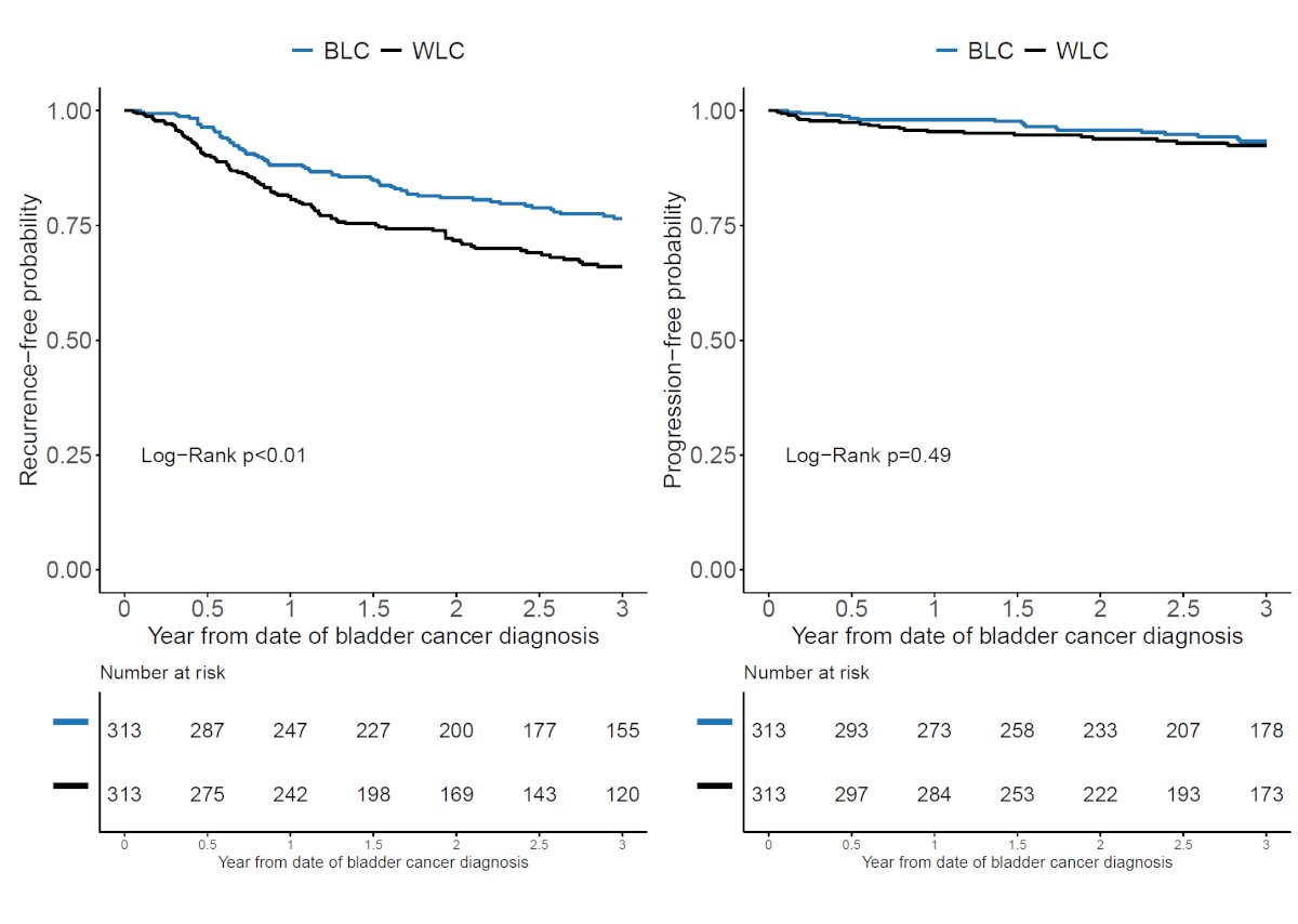 Recurrence risk at 3-years was significantly reduced following blue light cystoscopy