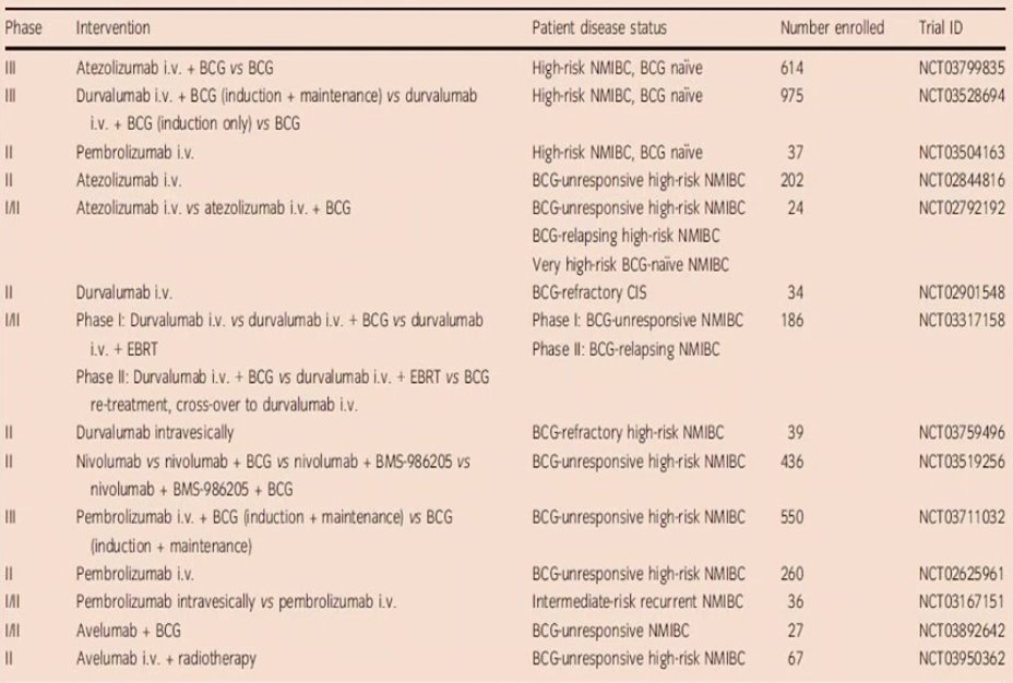 EAU21_BCG unresponsive NMIBC clinical trials