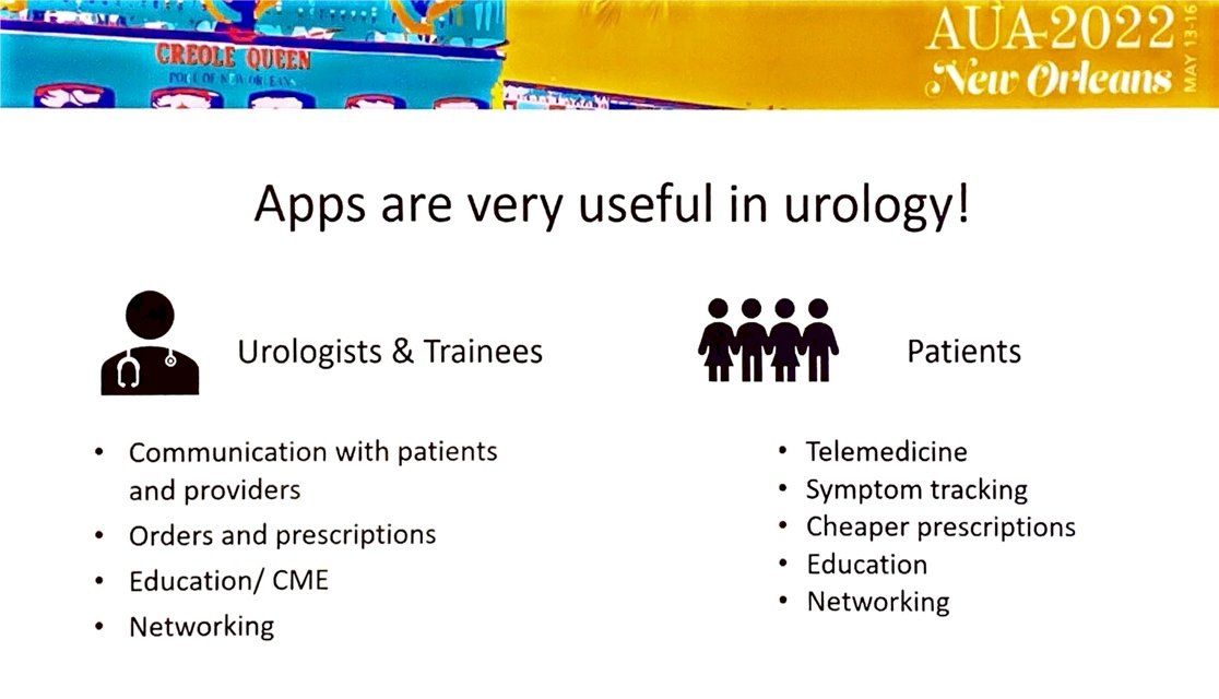AUA 2022 Panel Discussion Uses of Apps in Urology Clinic Visits